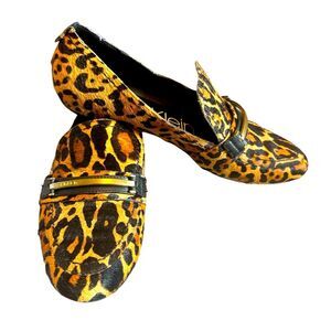 Calvin Klein Orianna Winter Leopard Cow Haircalf Women Loafer Flat Size 8.5